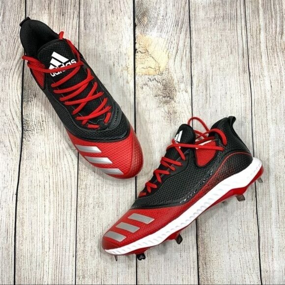 Adidas Red Black White Icon Bounce Baseball Cleats Size 16 - Picture 1 of 7